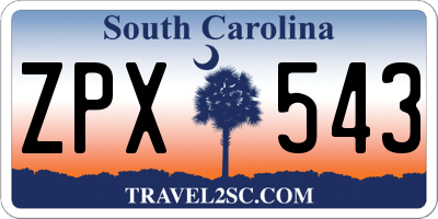 SC license plate ZPX543