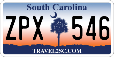 SC license plate ZPX546