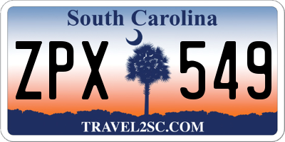 SC license plate ZPX549