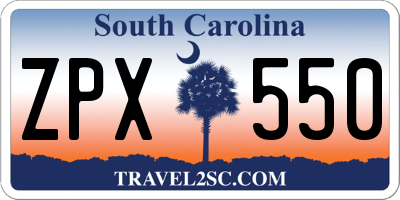 SC license plate ZPX550