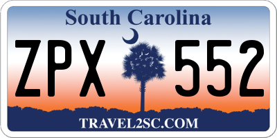 SC license plate ZPX552