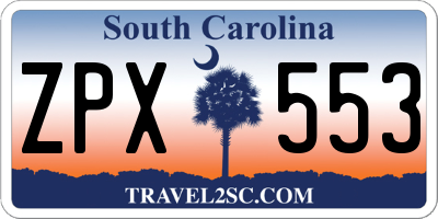 SC license plate ZPX553