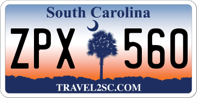 SC license plate ZPX560