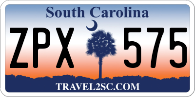 SC license plate ZPX575