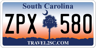 SC license plate ZPX580