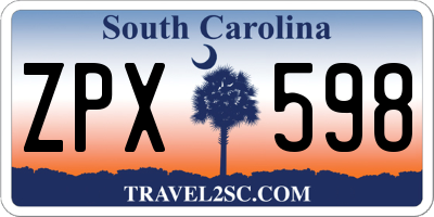 SC license plate ZPX598