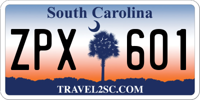 SC license plate ZPX601