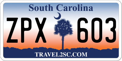 SC license plate ZPX603