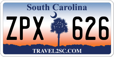 SC license plate ZPX626