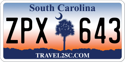 SC license plate ZPX643