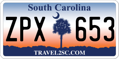 SC license plate ZPX653