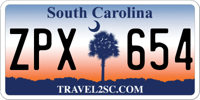 SC license plate ZPX654