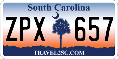 SC license plate ZPX657