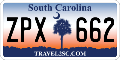 SC license plate ZPX662