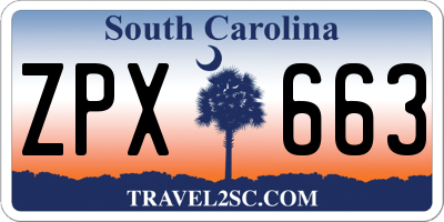 SC license plate ZPX663