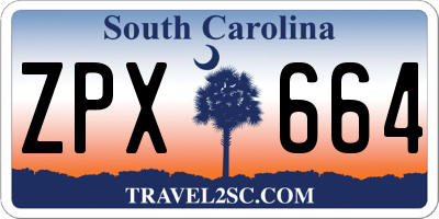 SC license plate ZPX664