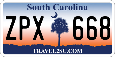 SC license plate ZPX668