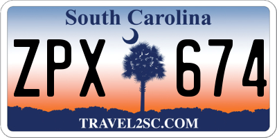 SC license plate ZPX674