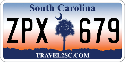 SC license plate ZPX679