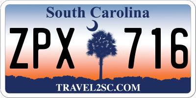 SC license plate ZPX716