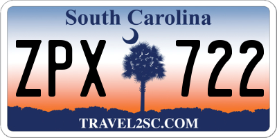 SC license plate ZPX722