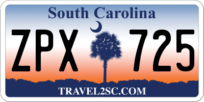 SC license plate ZPX725