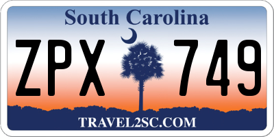 SC license plate ZPX749