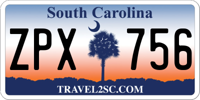 SC license plate ZPX756