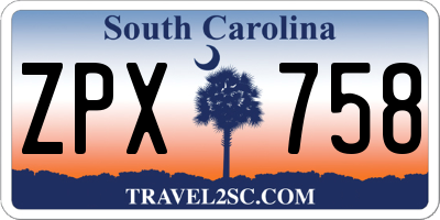 SC license plate ZPX758