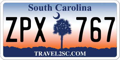 SC license plate ZPX767