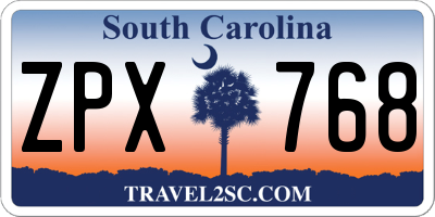 SC license plate ZPX768