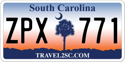 SC license plate ZPX771