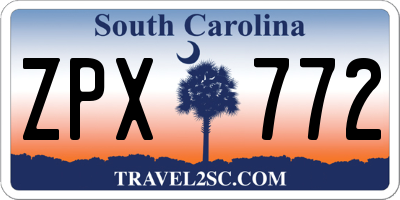 SC license plate ZPX772