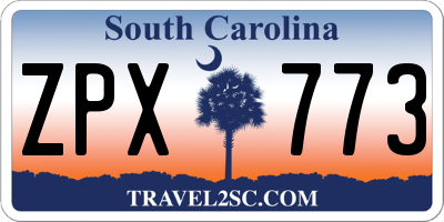SC license plate ZPX773