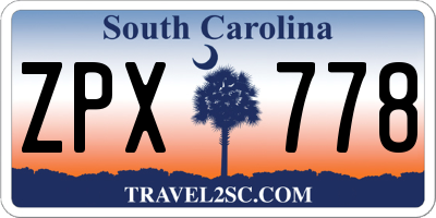 SC license plate ZPX778