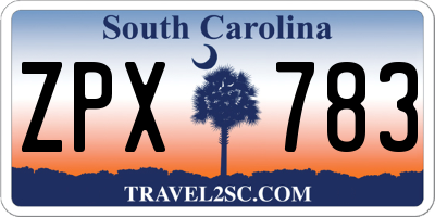 SC license plate ZPX783