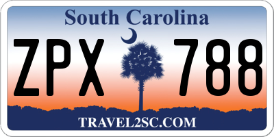 SC license plate ZPX788