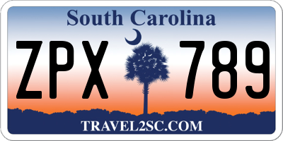 SC license plate ZPX789