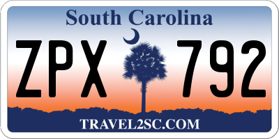 SC license plate ZPX792