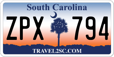 SC license plate ZPX794