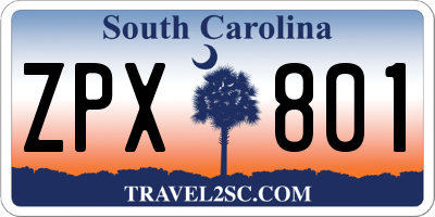 SC license plate ZPX801