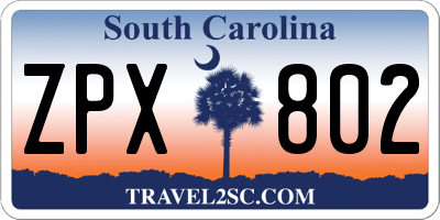 SC license plate ZPX802