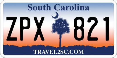 SC license plate ZPX821