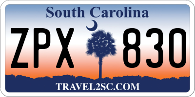 SC license plate ZPX830