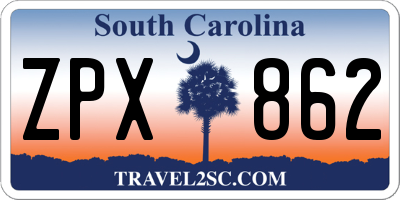 SC license plate ZPX862