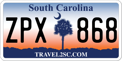 SC license plate ZPX868