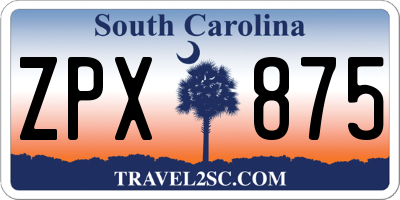 SC license plate ZPX875