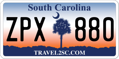 SC license plate ZPX880