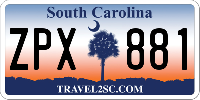 SC license plate ZPX881