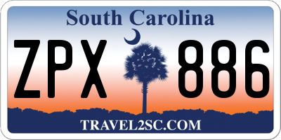 SC license plate ZPX886